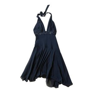 Weston Wear Black Halter Dress with Sequin Detailing and Flared Skirt